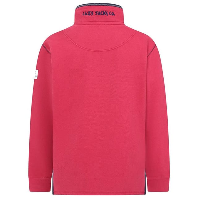 Lazy Jacks Lazy Jacks Men's Quarter Zip Sweatshirt in Dark Pink - 3