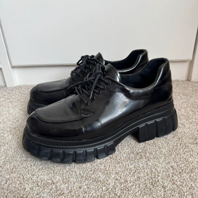 ASOS ASOS Design Black Platform Brogue Style Lace Up Shoe Size 9