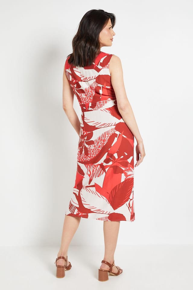 Wallis Wallis Women's Tropical Print Wrap Midi Dress in Red - 3