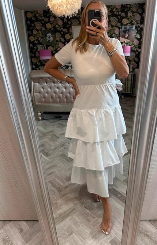 Never Fully Dressed Never Fully Dressed part T-shirt part cotton tiered dress size L - 1