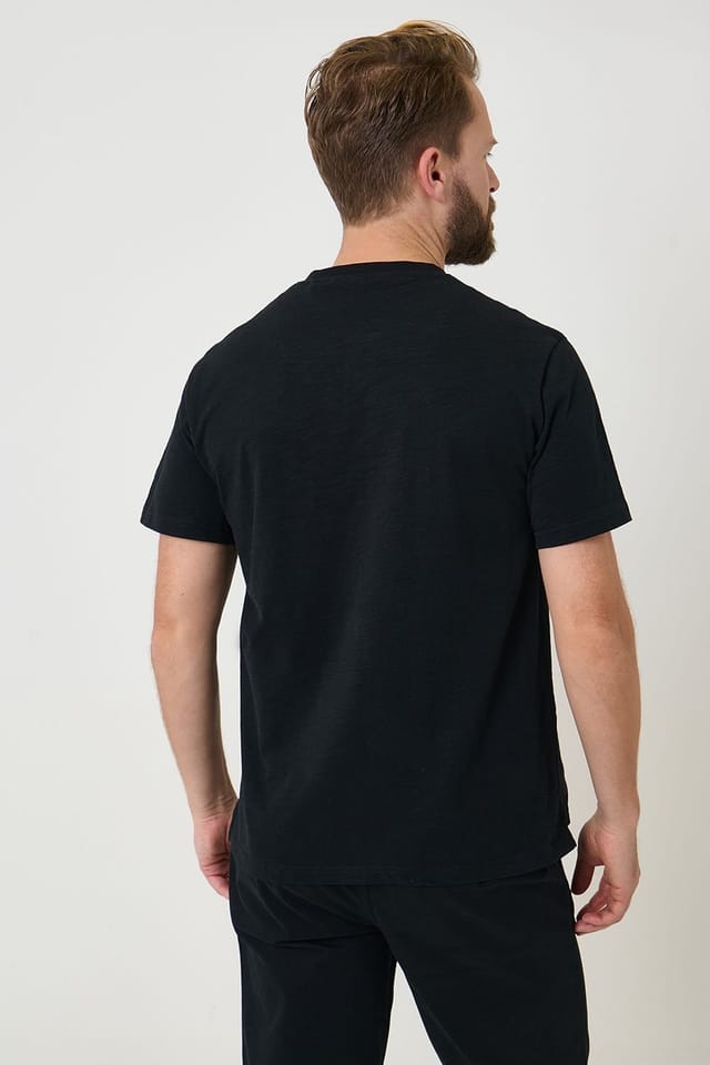 Saltwell Saltwell Men's Peached Cotton Grandad T-Shirt in Black - 2