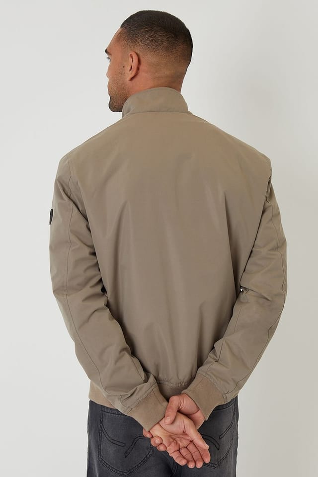 Threadbare Threadbare Men's Zip Up Harrington Style Jacket in Taupe - 2