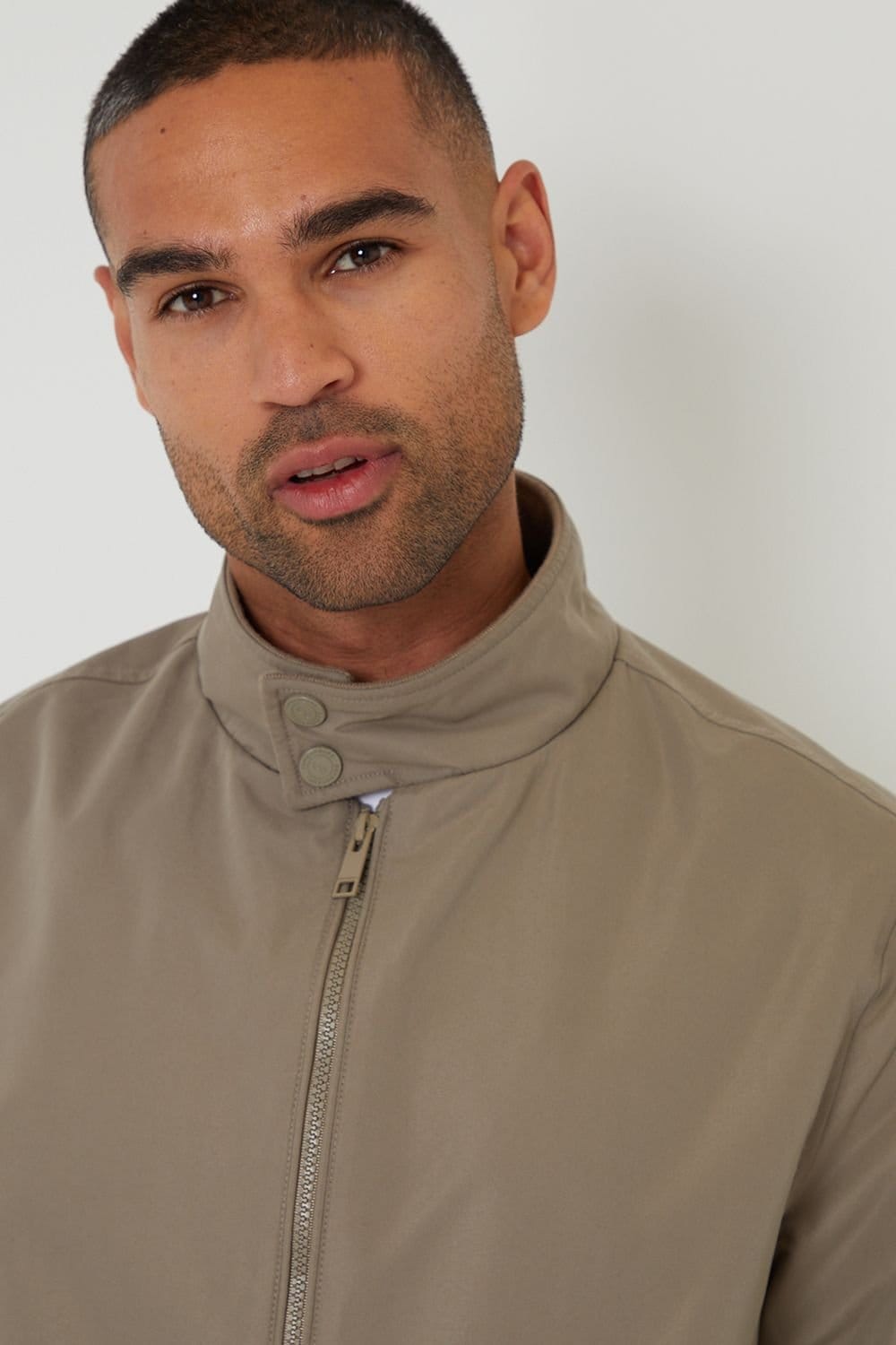 Threadbare Threadbare Men's Zip Up Harrington Style Jacket in Taupe - 4