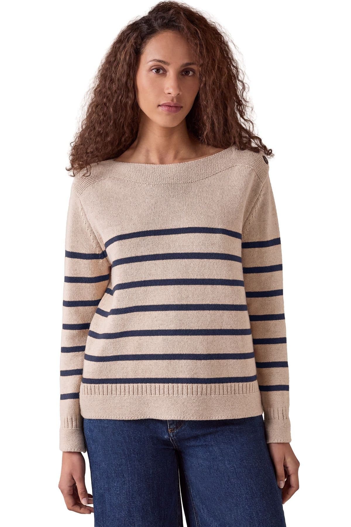 Celtic & Co Celtic & Co Warm White Button Detail Gansey Sweater