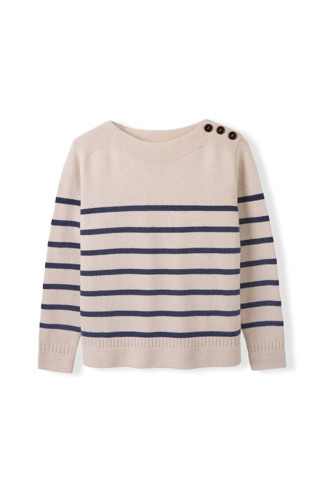 Celtic & Co Celtic & Co Women's Button Detail Gansey Sweater in Warm White - 2