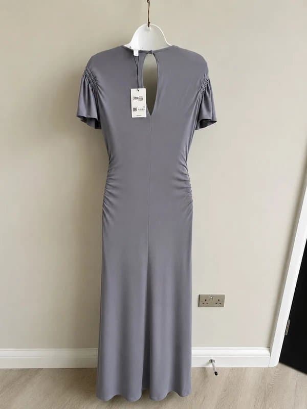 Reiss * NEW * (with tags) Reiss Ruched Jersey Grey Maxi Dress- RRP £170-  UK 8-
