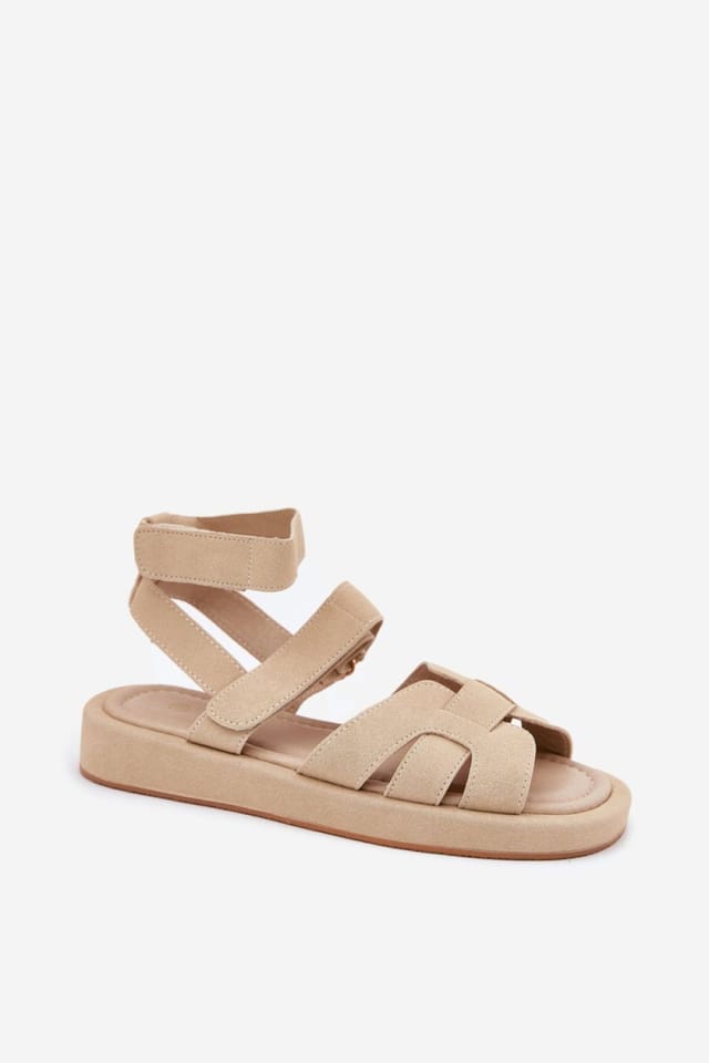 Love Lace Love Lace Women's Comfort Platform Sandals with Double Velcro Strap Daily in Beige - 2