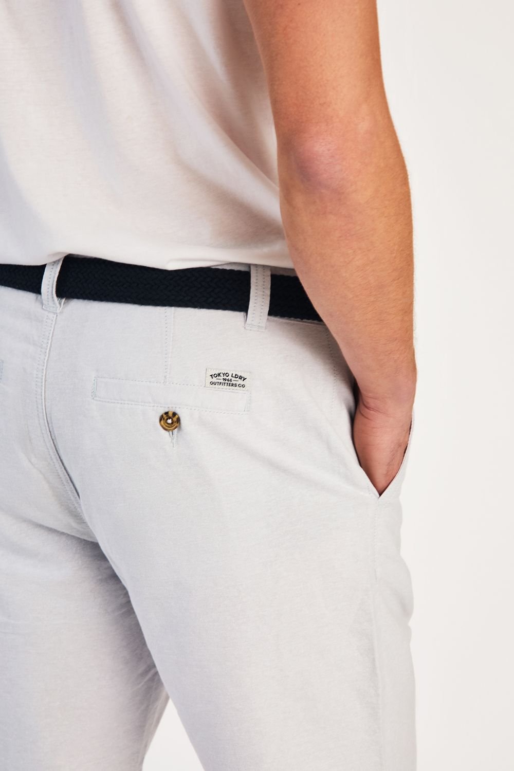 Tokyo Laundry Tokyo Laundry Men's Cotton Oxford Shorts with Belt in Blue - 4