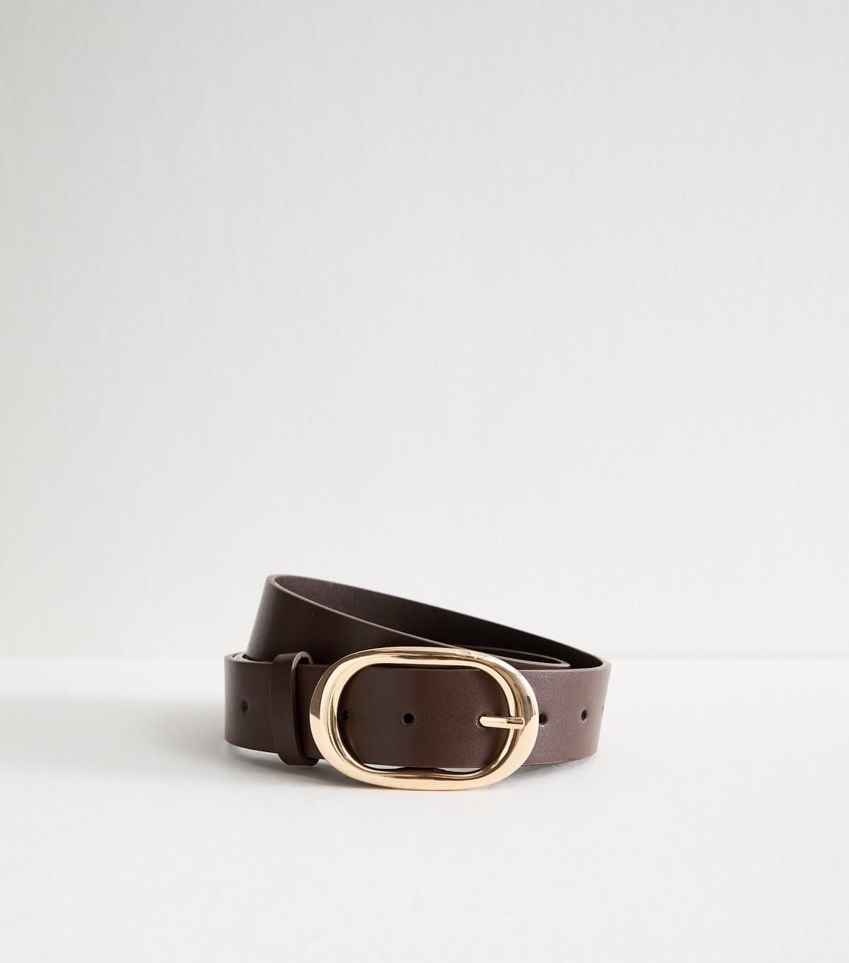 New Look New Look Dark Brown Faux Leather Oval Buckle Belt
