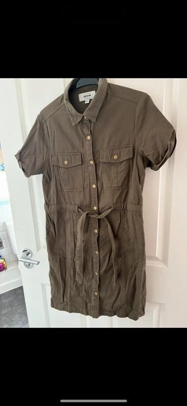 New Look Khaki Cotton Dress Size 12