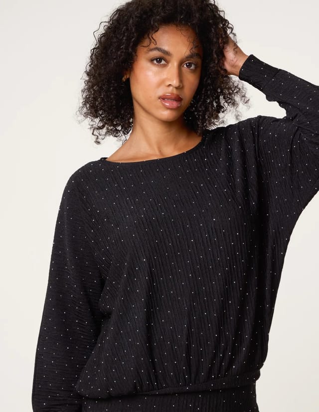 Blue Vanilla Rhinestone Batwing Top - 3