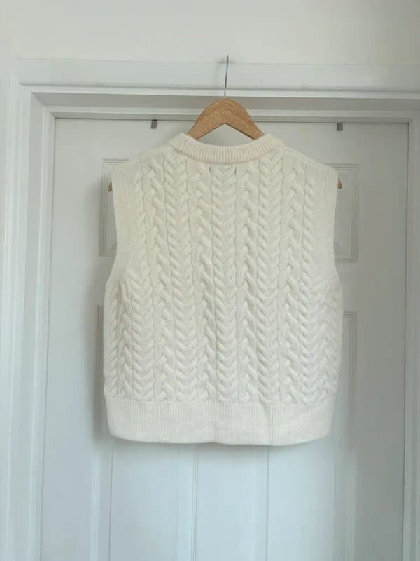 New Look Lovely Women’s New Look Cream Cable Knit Sweater Vest Tank Top Waistcoat size M 12-14