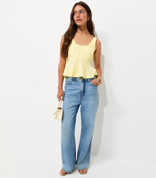New Look Women's Petite Light Yellow Linen Rich Scoop Neck Top New Look - 3