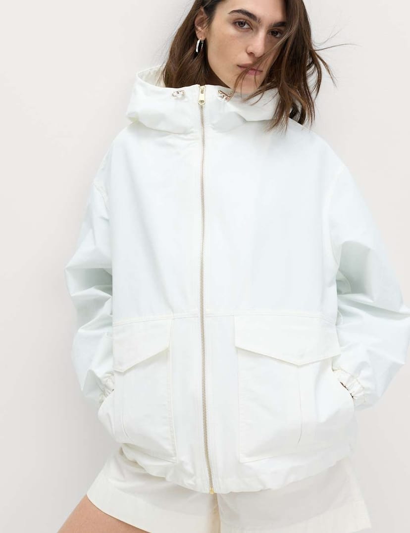 Marks & Spencer M&S Stormwear™ Cotton Rich Hooded Parka Coat Ivory - 1