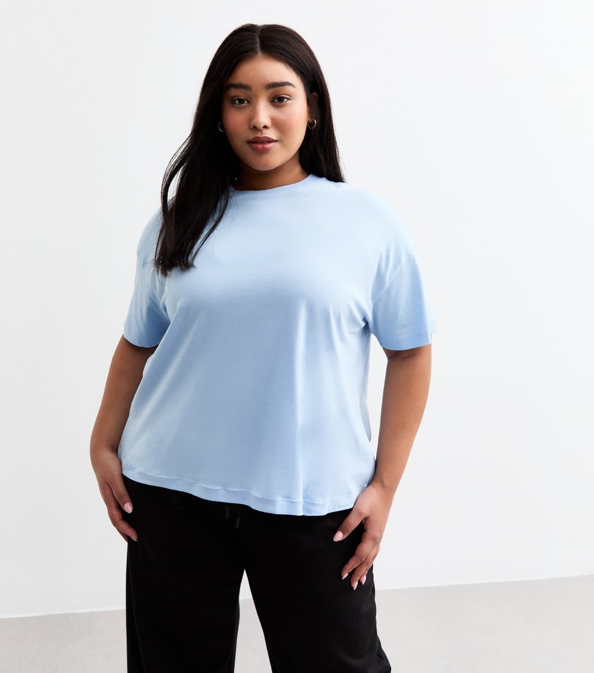 New Look Women's Plus Size Blue Boxy Short Sleeve T-Shirt Curves New Look