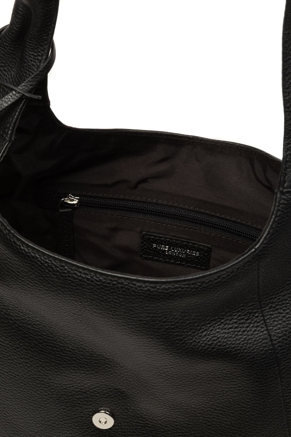 Pure Luxuries London Pure Luxuries London Women's 'Grace' Leather Shoulder Bag in Black - 4