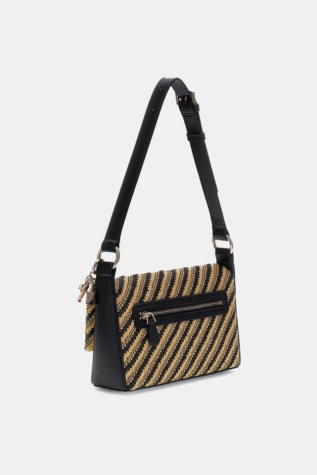 Guess Guess Women's Simona Flap Shoulder Bag Natural Black - 2