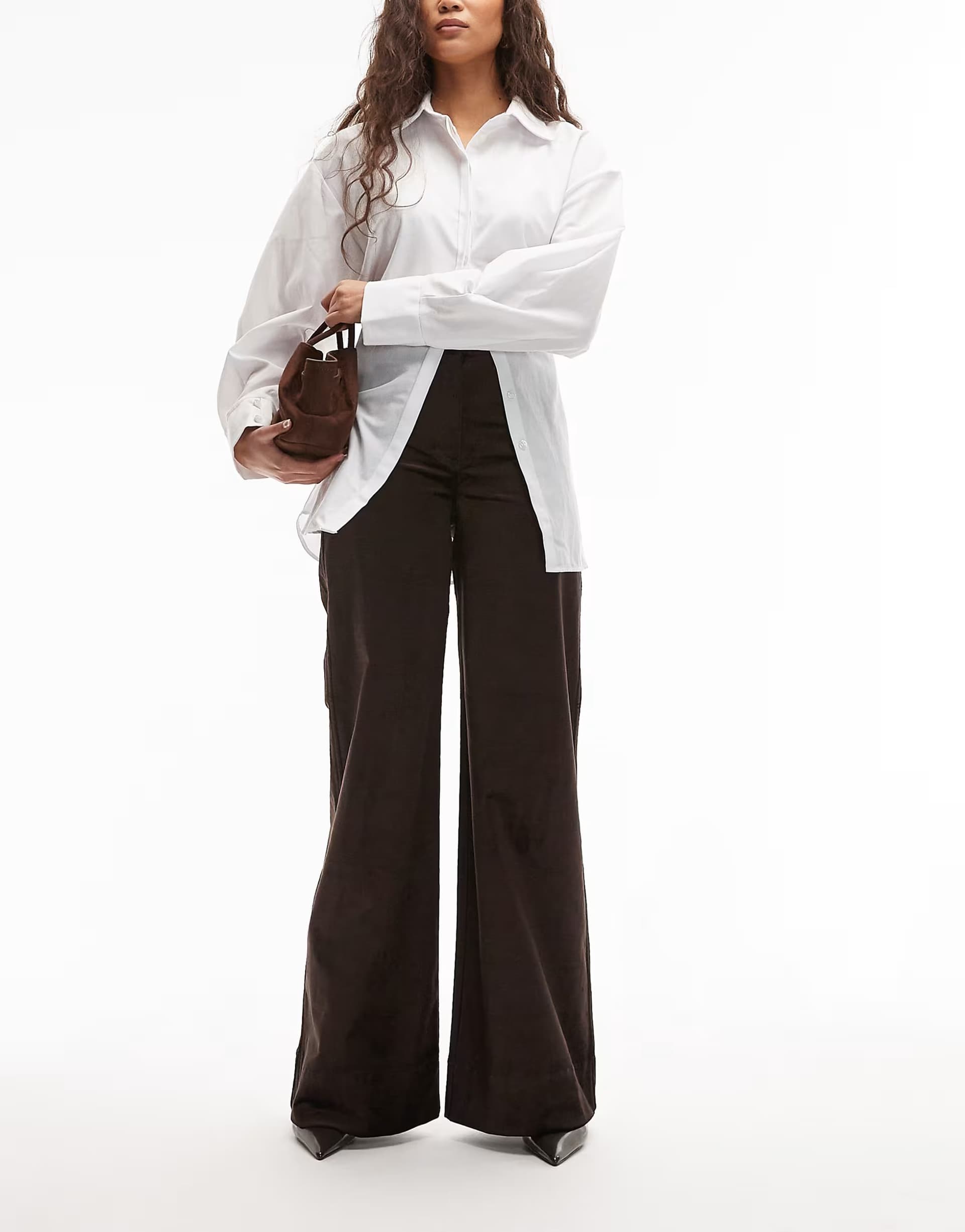 ASOS ASOS Rich Cotton Flared Velvet Trousers in Dark Brown