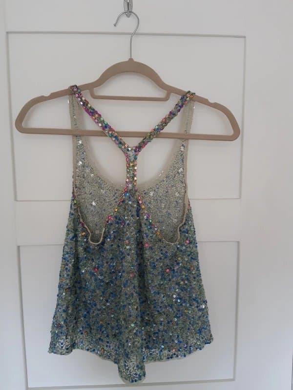 ASOS Asos blue embellished top with multi-coloured beading