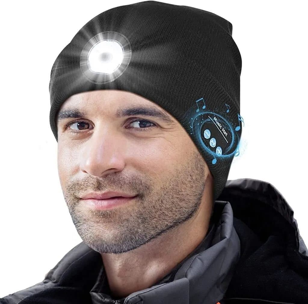 Dyzi Dyzi Black Beanie Hat with Bluetooth Headphones