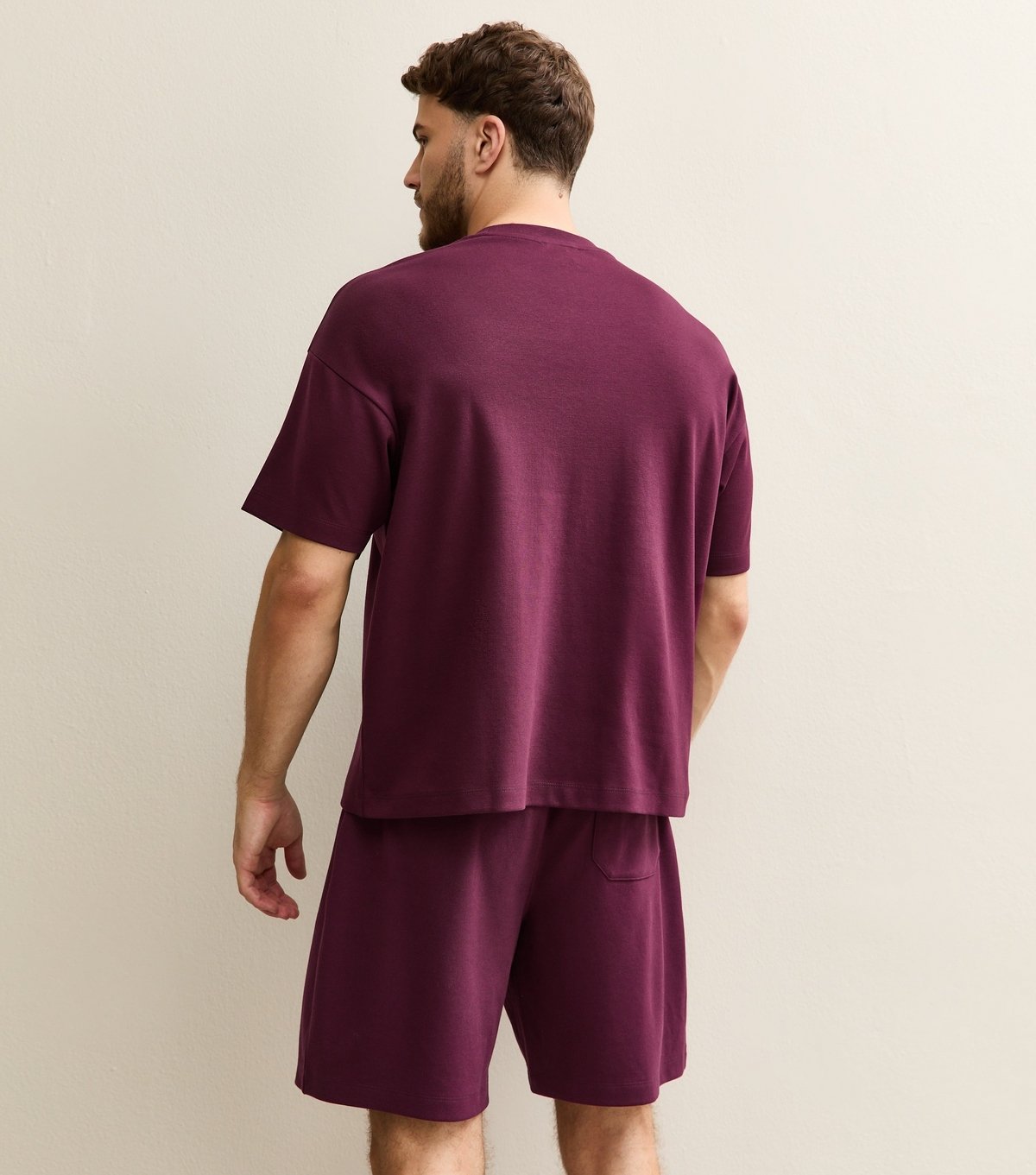 New Look Men's Light Burgundy Regular Panelled Jersey Shorts New Look - 4