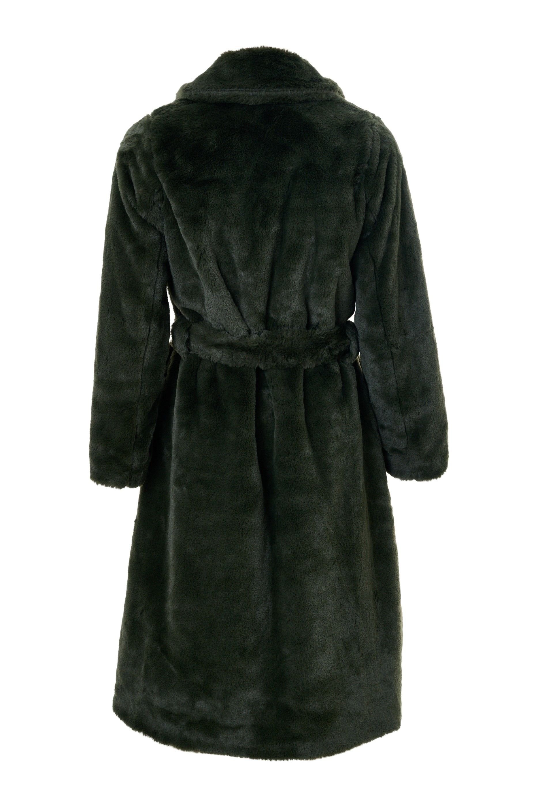 Louche Louche Women's Arinette Faux Fur Tie Waist Coat - Khaki - 3