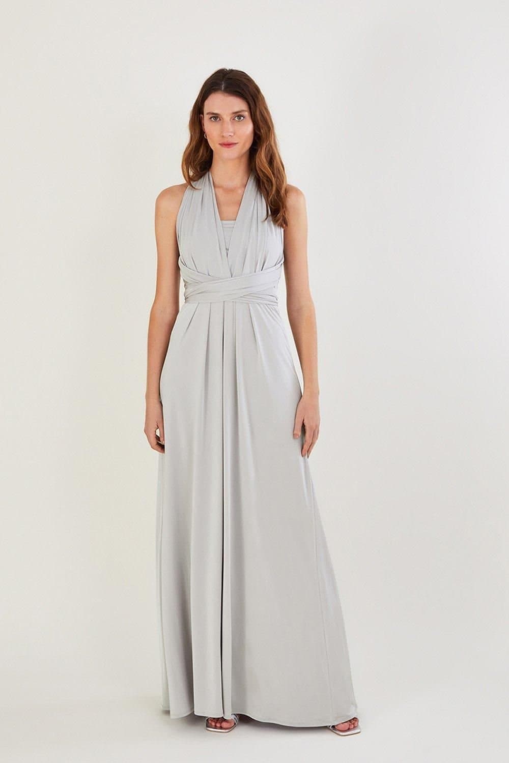 Monsoon Monsoon Women's 'Thea' Twist Me Tie Me Maxi Dress in Silver