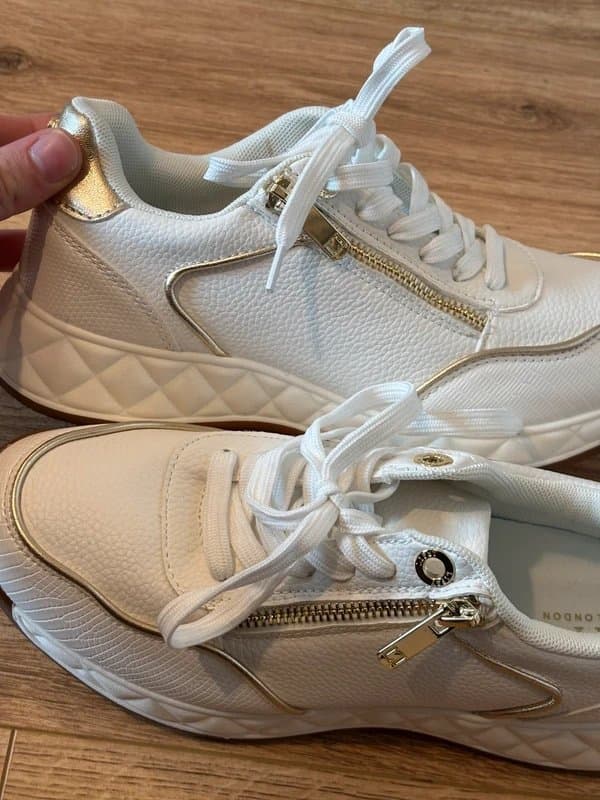 Next BNWT Next x Lipsy White & Gold Zip Trainers | UK 6 | New with Tags