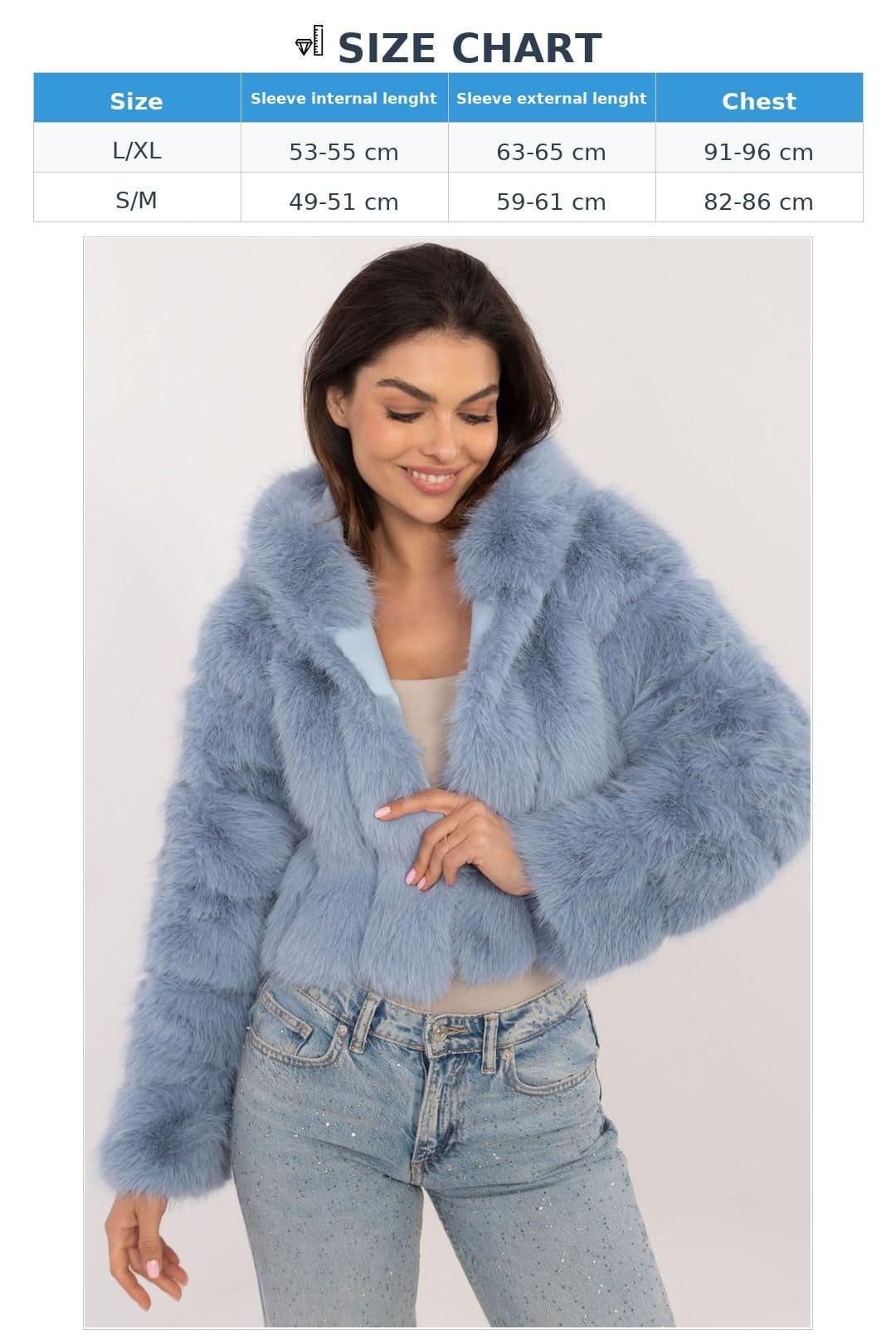 Love Lace Love Lace Women's Fur Trim Hooded Short Transitional Jacket in Blue - 4