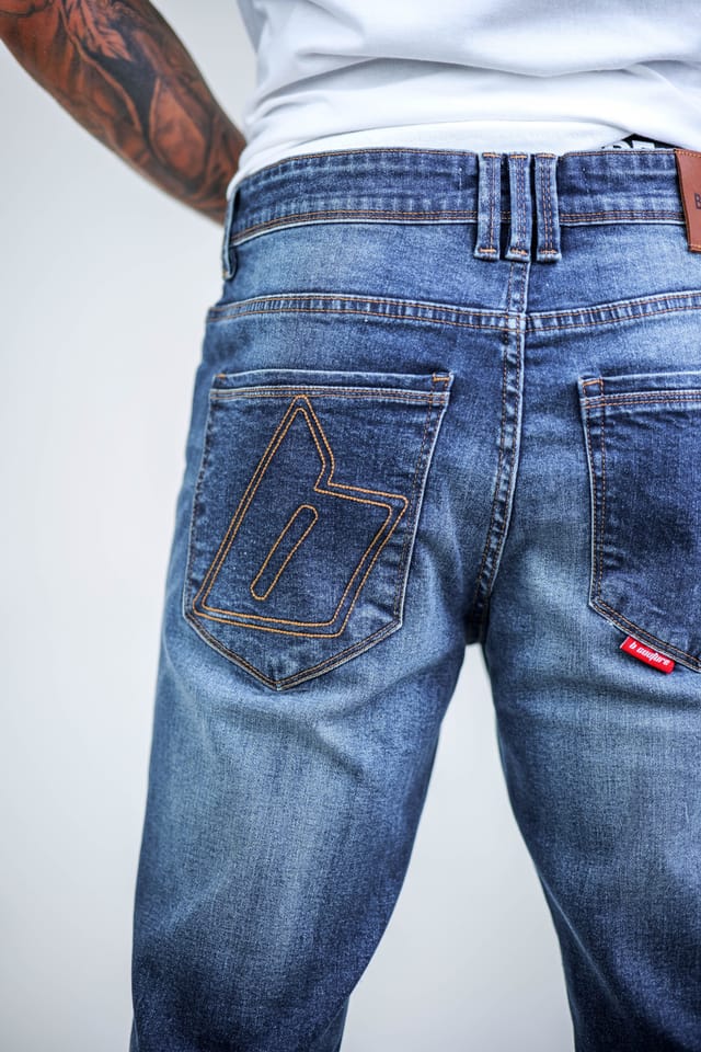 BCouture BCouture Men's Straight Fit Stretch Denim Jeans in Dark Blue - 3