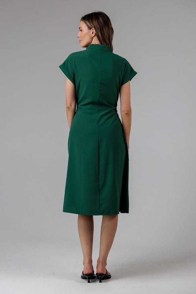 French Connection French Connection Women's V-Neck Cap Sleeve Crepe Midi Dress in Green - 2