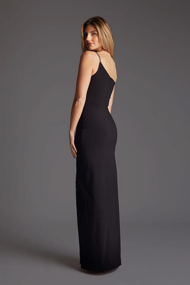 Vesper Vesper Women's One Shoulder Strappy Maxi Dress with Side Split in Black - 3