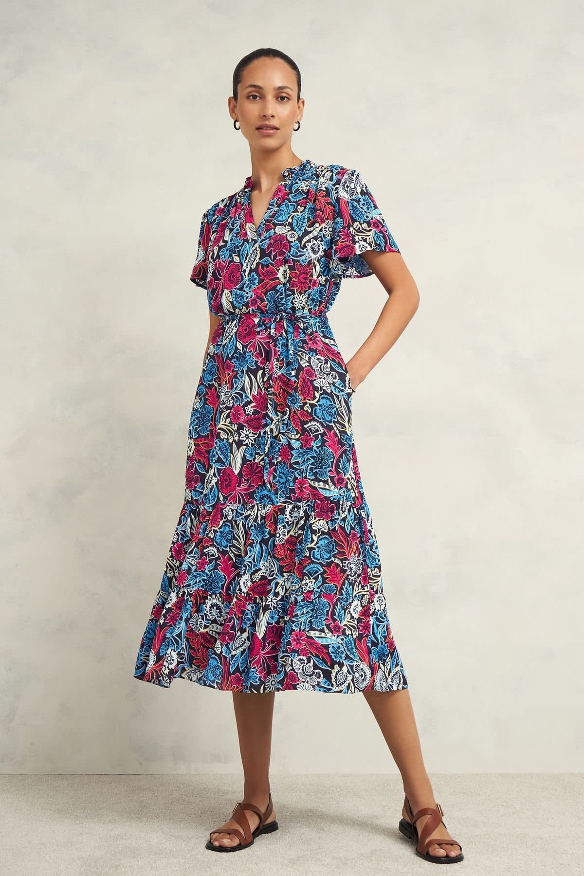 Hobbs London Hobbs London Women's Sia Floral Print Midi Dress in Navy