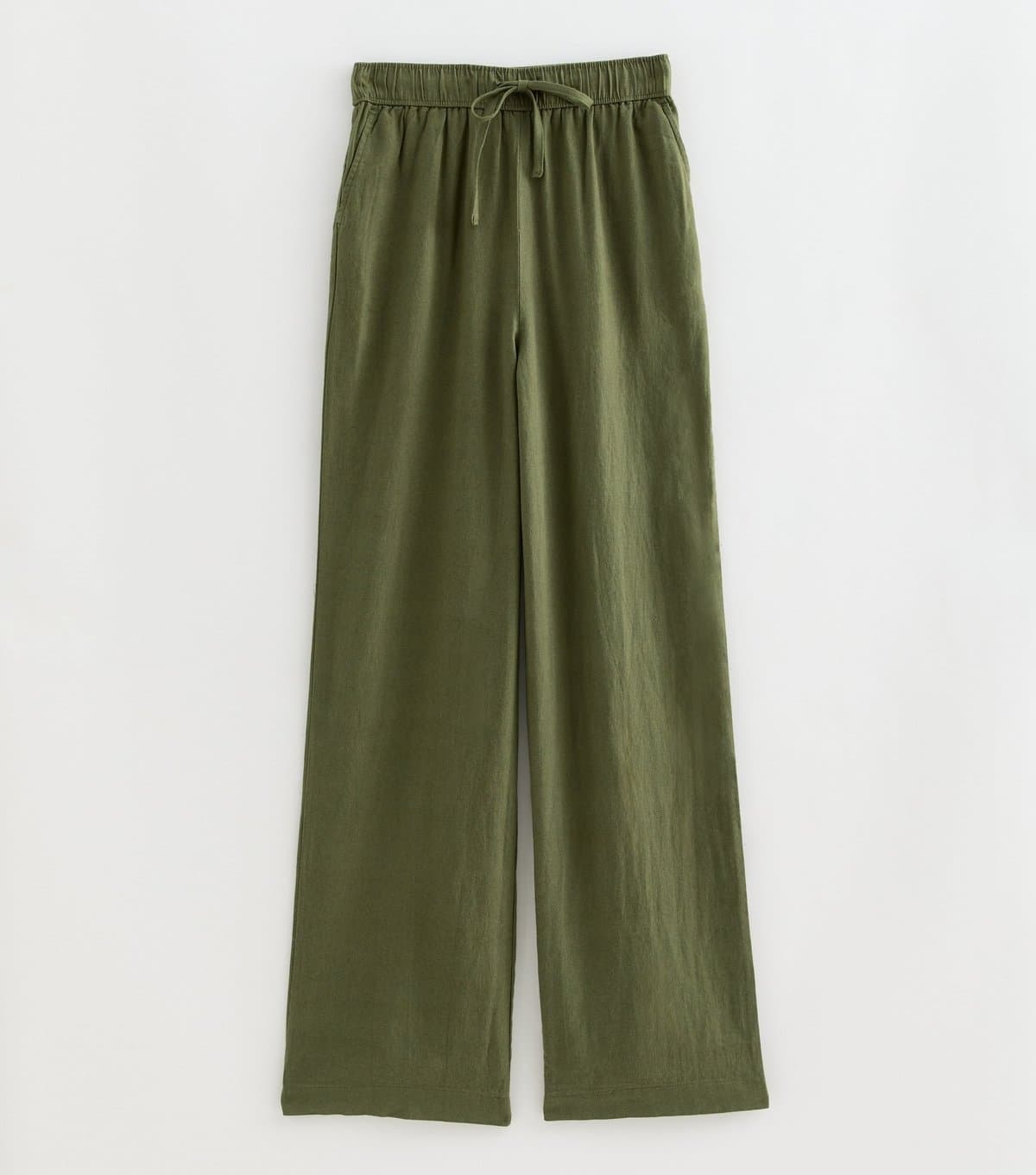 New Look Women's Tall Light Khaki Linen Rich Wide Leg Trousers New Look
