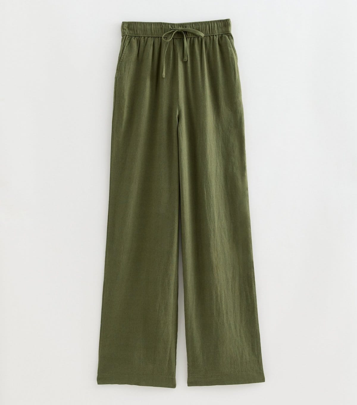 New Look Olive Linen-Rich Wide Leg Trousers for Tall Women