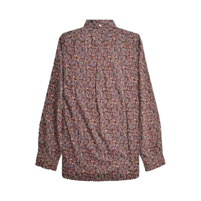Lambretta Lambretta Men's Paisley Long-Sleeved Shirt in Burgundy - 2