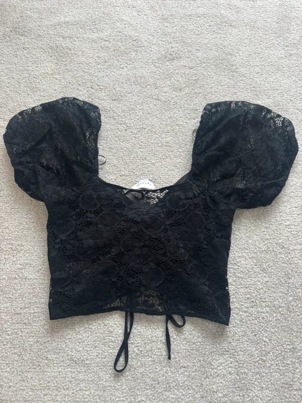 Topshop Topshop lace puff sleeve top