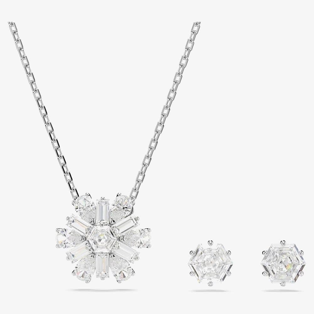 Swarovski Swarovski Women's Idyllia Snowflake Necklace & Earring Jewellery Set 5691486 in Silver