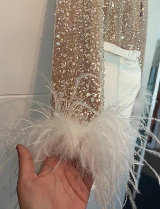 Lavish Alice Lavish Alice sequin feather cuff dress