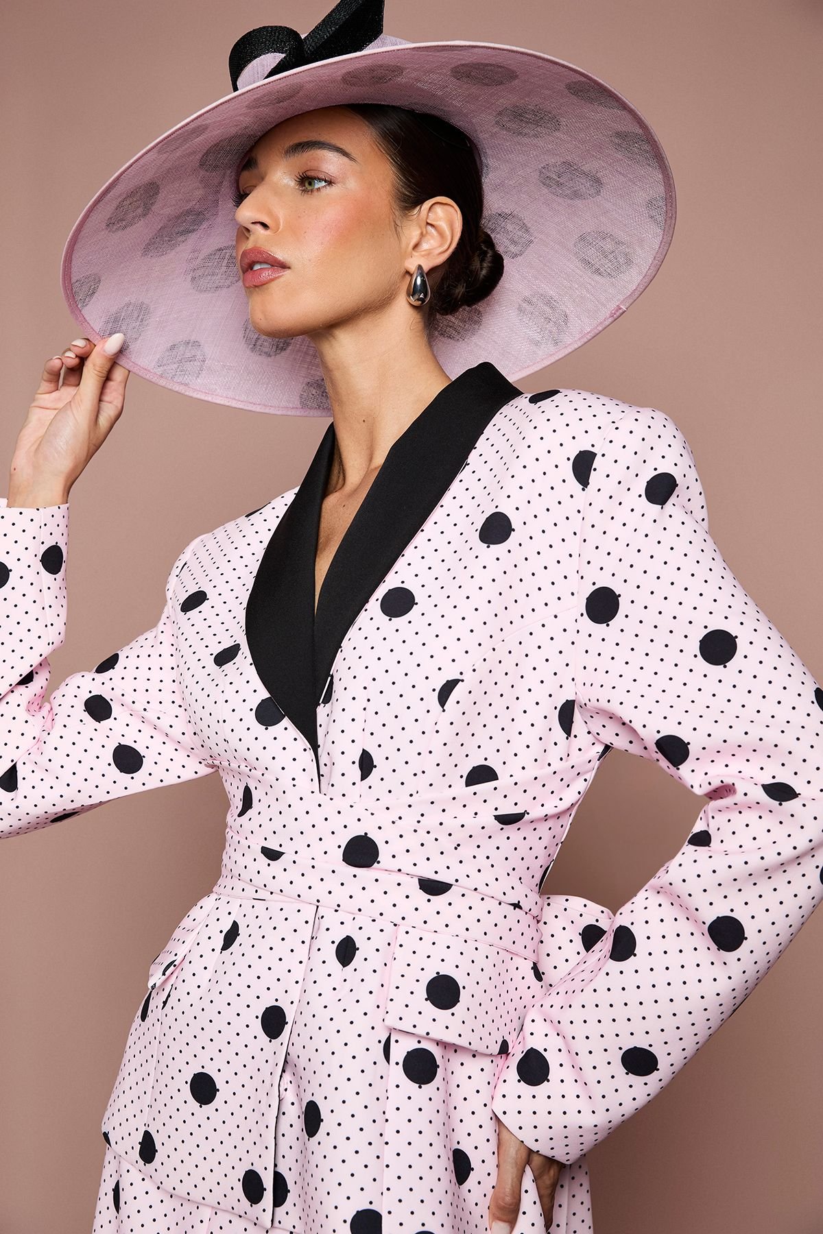 Coast Coast Women's Lisa Tan Printed Contrast Wrap Waist Blazer in Pink - 4