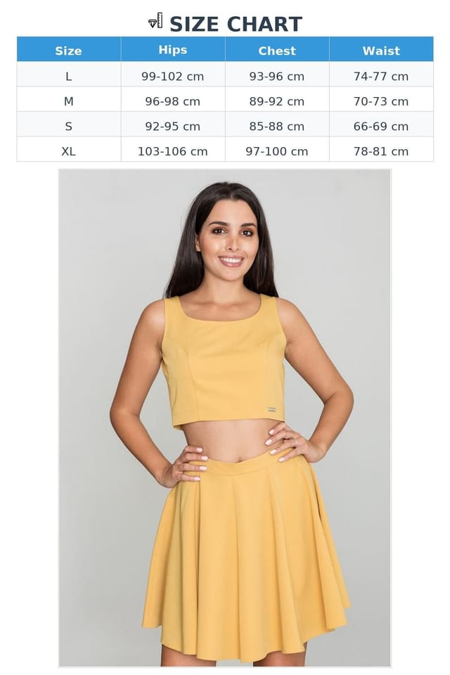 Love Lace Love Lace Women's Flared Skirt Set with Back Zipper Top in Yellow - 3