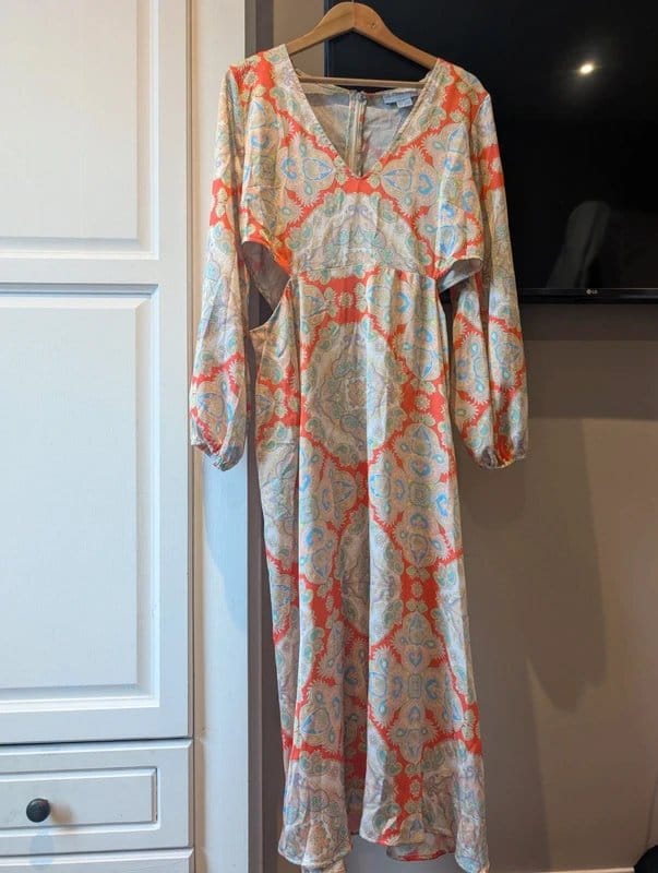 Never Fully Dressed Orange Paisley Print Maxi Dress