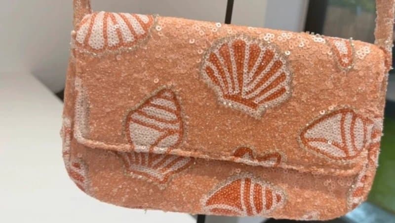 bessie’s wardrobe y2k beaded coral summer shoulder bag shell
