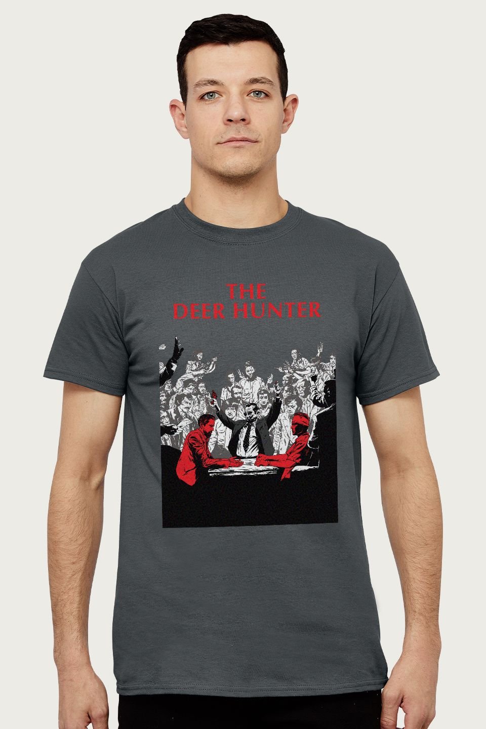 The Deer Hunter The Deer Hunter Men's Russian Roulette Scene Poster T-Shirt in Dark Grey - 1