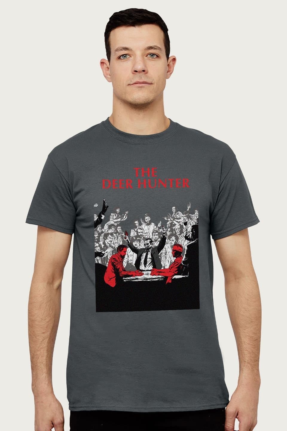 The Deer Hunter The Deer Hunter Men's Russian Roulette Scene Poster T-Shirt in Dark Grey