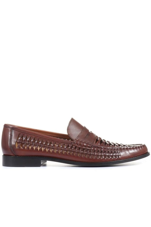 Jones Bootmaker Jones Bootmaker Men's Riverside Woven Leather Loafers in Brown - 2