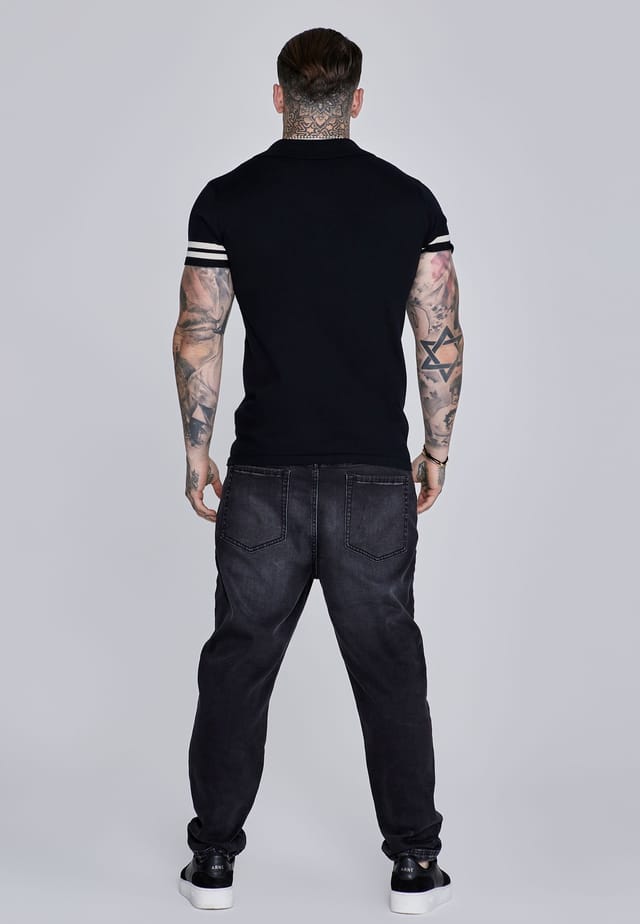 SikSilk SikSilk Men's Tournament Revere Polo in Black - 3