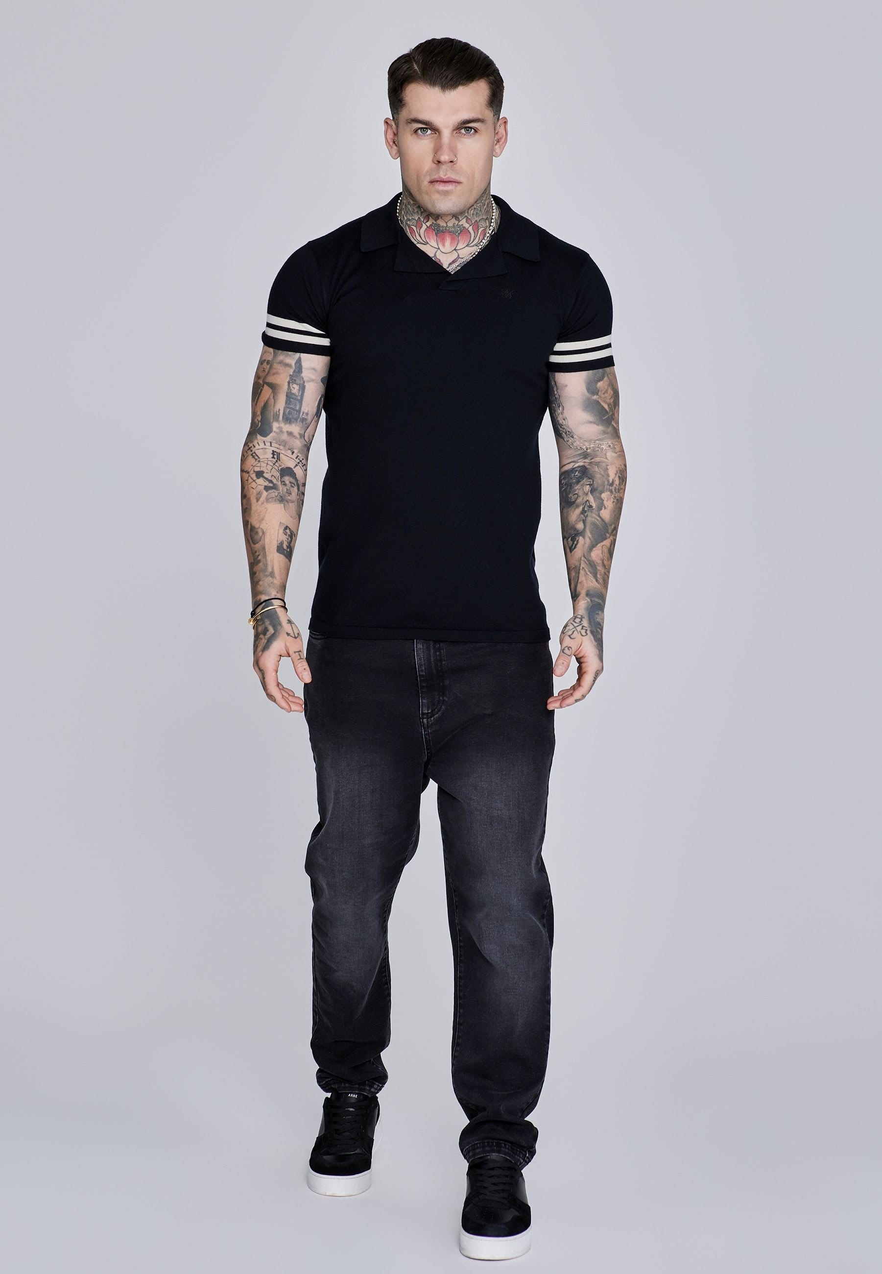 SikSilk SikSilk Men's Tournament Revere Polo in Black - 4