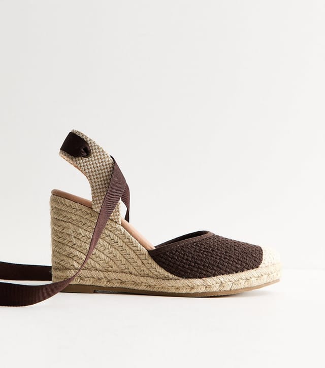 New Look Women's Brown Woven Ankle Tie Wedge Espadrilles Vegan New Look - 2