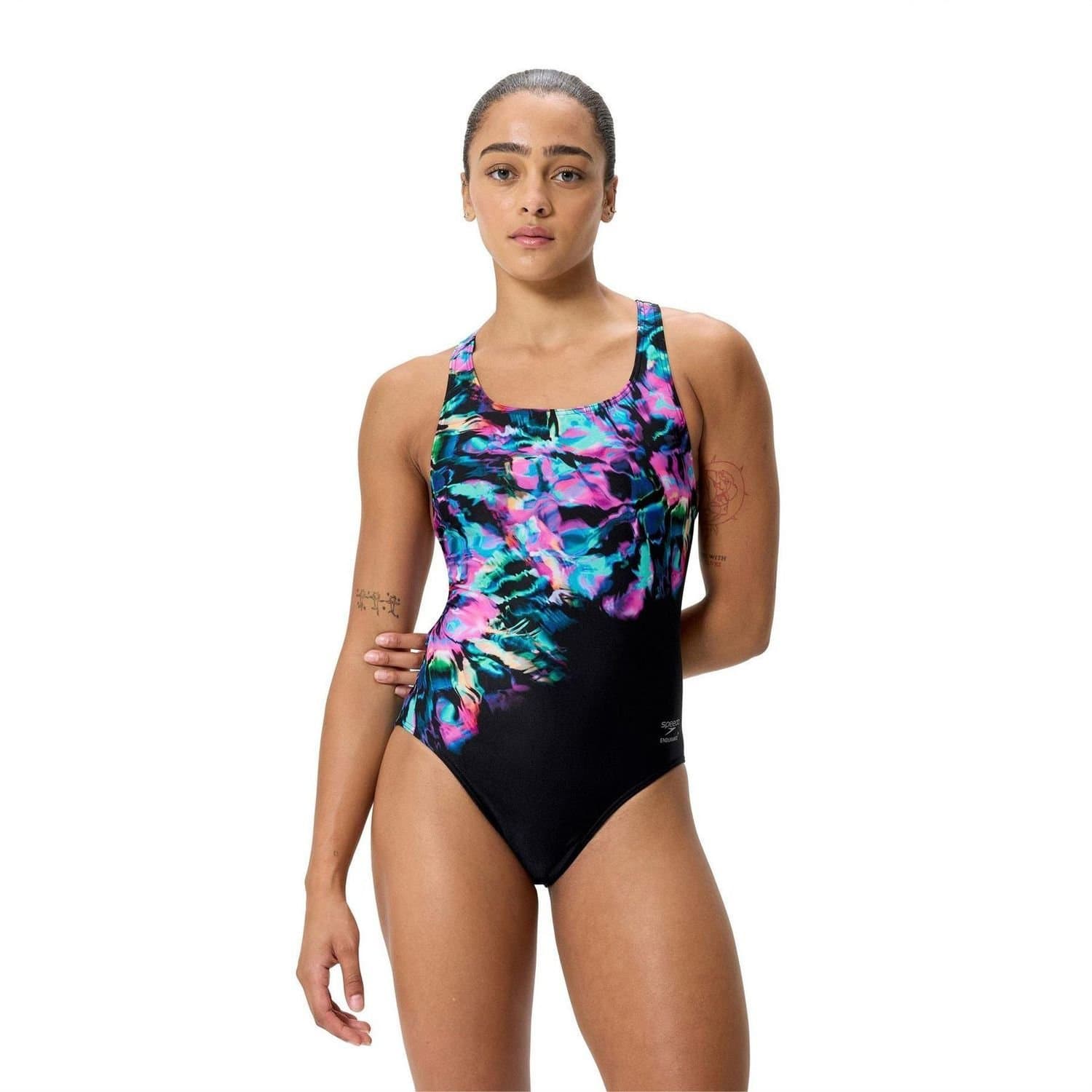Speedo Speedo Women's Abstract One Piece Swimsuit in Black